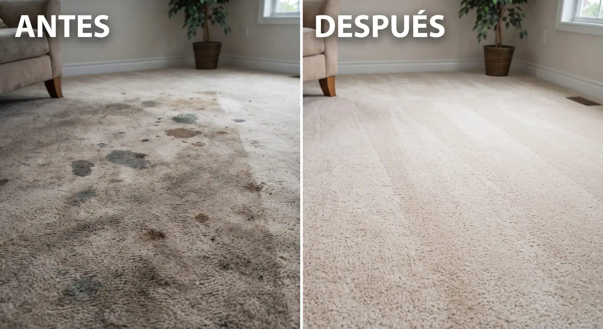 Antes y después de limpiar alfombra en Bogotá con servicios profesionales.